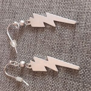 Thunderbolt Silvertone Earrings - Pre-loved